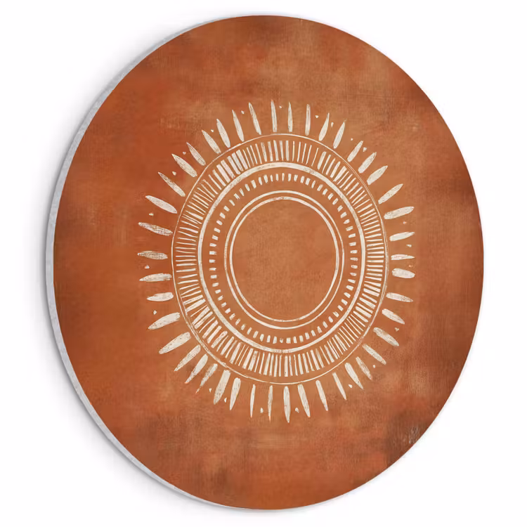 Acoustic painting round - Abstract - Lines - Sunrays - Reddish brown — 1