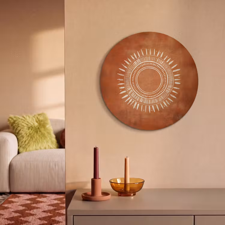 Acoustic painting round - Abstract - Lines - Sunrays - Reddish brown — 3