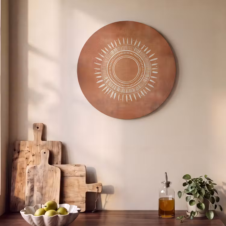 Acoustic painting round - Abstract - Lines - Sunrays - Reddish brown — 4