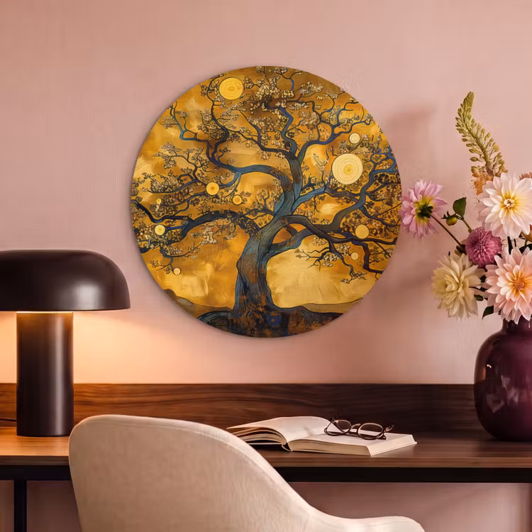 Acoustic painting round - Tree - Tree of Life - Abstract - Gold — 2