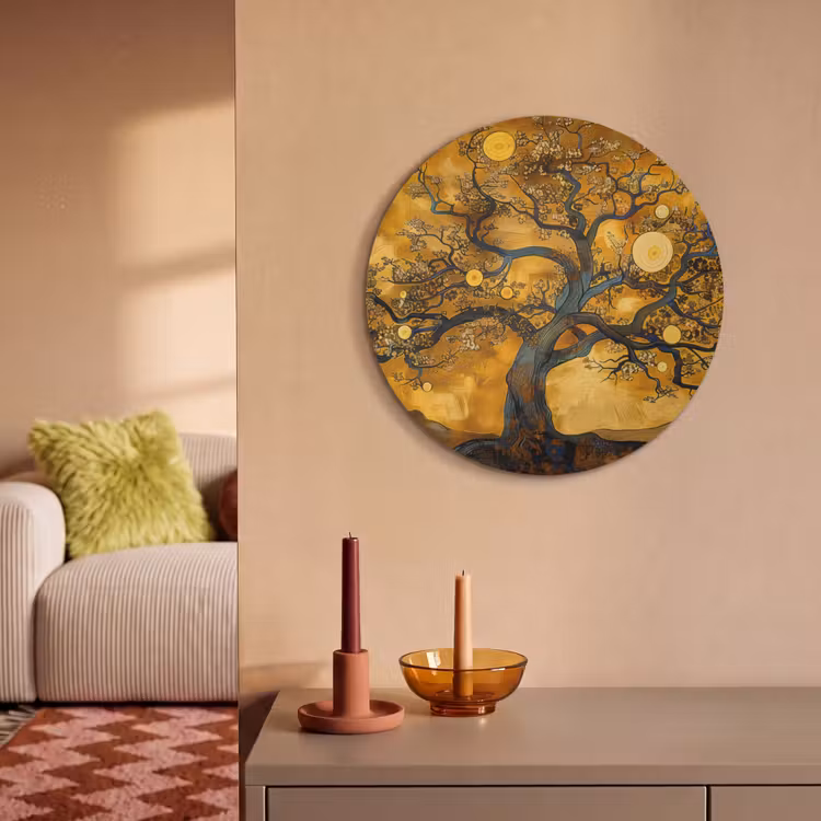 Acoustic painting round - Tree - Tree of Life - Abstract - Gold — 3