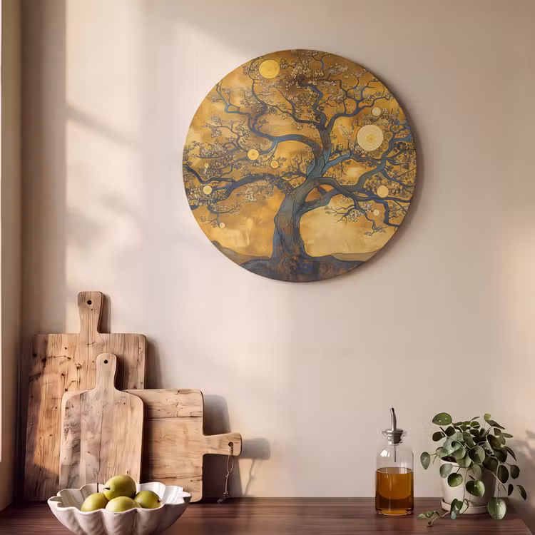 Acoustic painting round - Tree - Tree of Life - Abstract - Gold — 4
