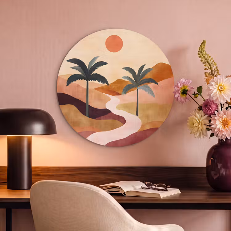 Acoustic painting round - Hills - Palm trees - Abstract — 2