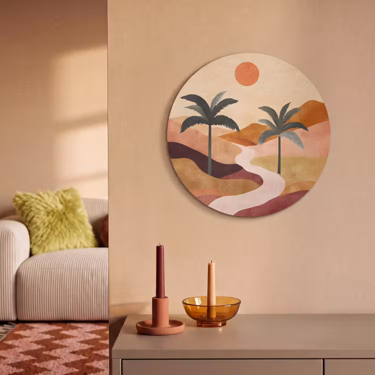 Acoustic painting round - Hills - Palm trees - Abstract — 3