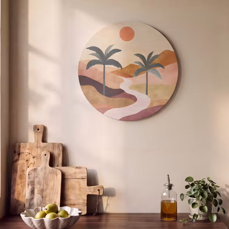 Acoustic painting round - Hills - Palm trees - Abstract — 4