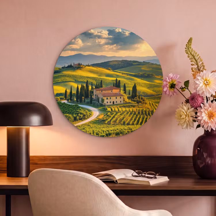 Acoustic painting round - Tuscany - Landscape - Vineyards — 2