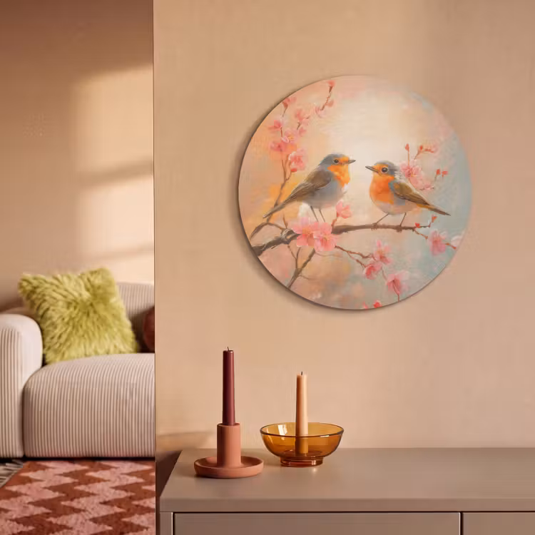 Acoustic painting round - Robins - Ornamental - Blossom Branch — 3