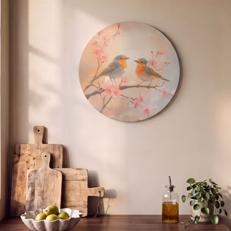 Acoustic painting round - Robins - Ornamental - Blossom Branch — 4
