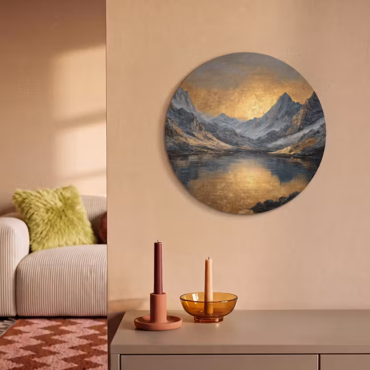 Acoustic painting round - Mountain Scenery with Golden Sunset — 3