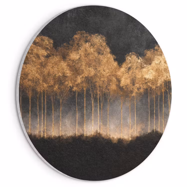 Acoustic painting round - Golden Trees in Foggy Landscape — 1