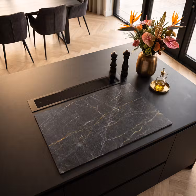 Induction Hob Cover - Marble - Black - Gold - Gray - Marble texture — 2