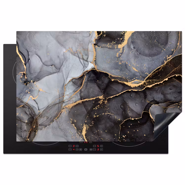 Induction Hob Cover - Marble - Abstract - Gold - Gray — 1