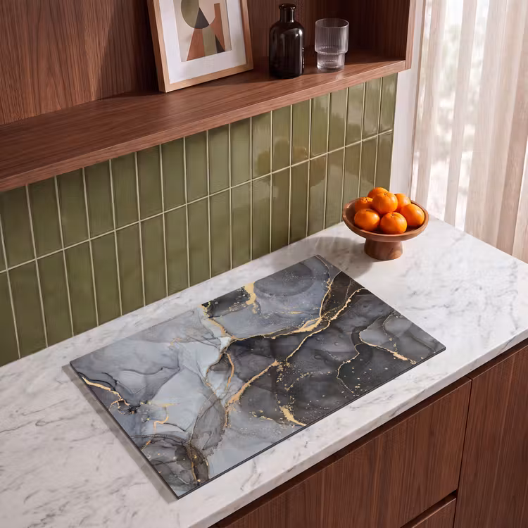 Induction Hob Cover - Marble - Abstract - Gold - Gray — 3