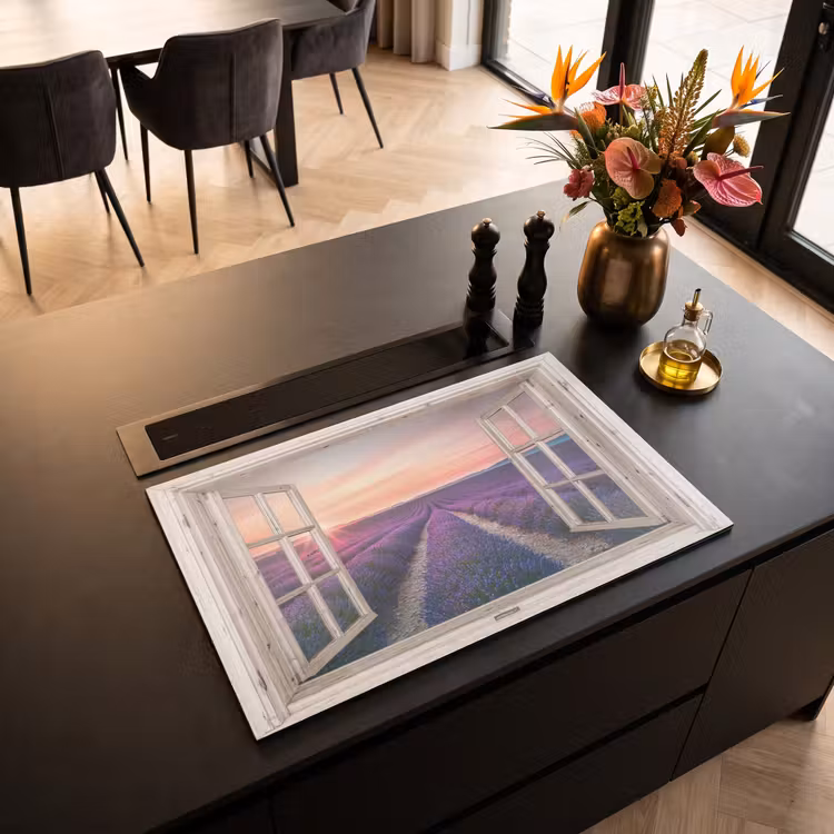 Induction Hob Cover - See-through - Lavender - Flowers - Wood - Sunset - Purple — 2