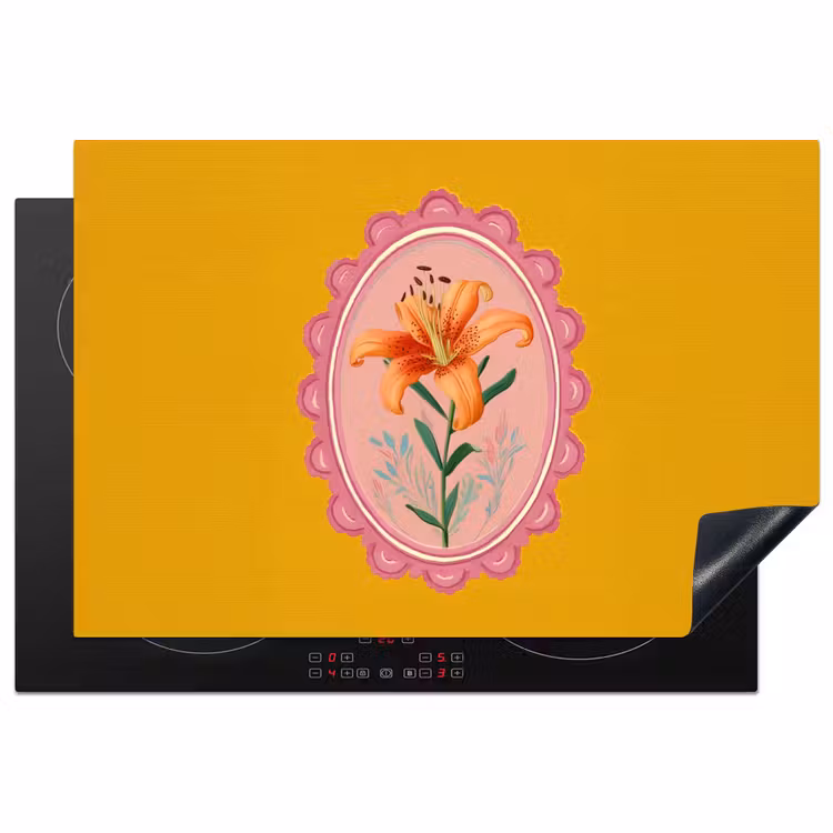 Induction Hob Cover - Lily - Orange - Frame - Oval — 1