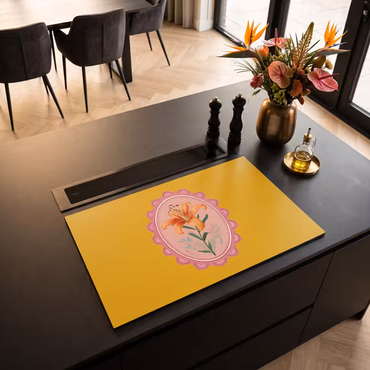 Induction Hob Cover - Lily - Orange - Frame - Oval — 2