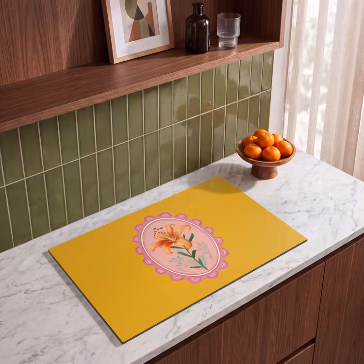 Induction Hob Cover - Lily - Orange - Frame - Oval — 3
