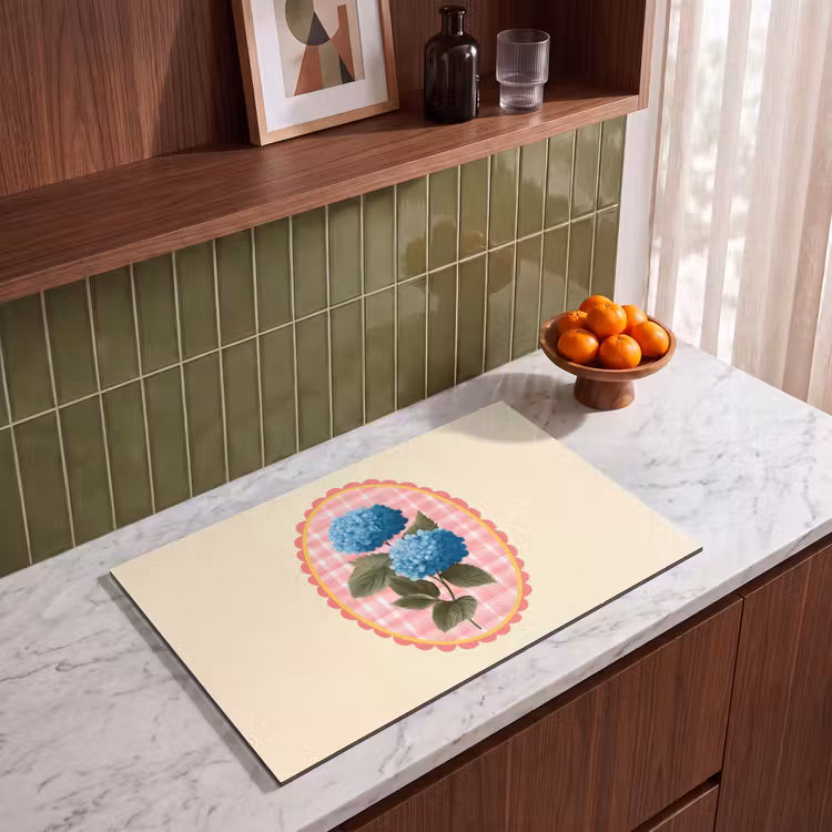 Induction Hob Cover - Flowers - Blue - List - Leaves — 3