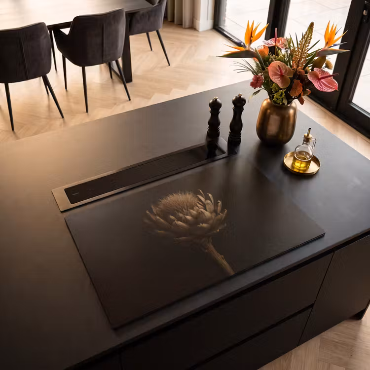 Induction Hob Cover - Dark brown - Flower - Texture - Artichoke — 2
