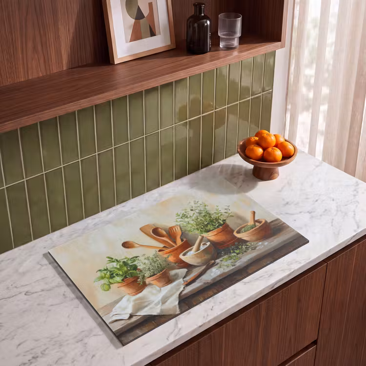 Induction Hob Cover - Pots - Herbs - Wood — 3