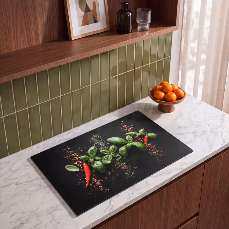 Induction Hob Cover - Chilies - Basil - Leaves - Red — 3