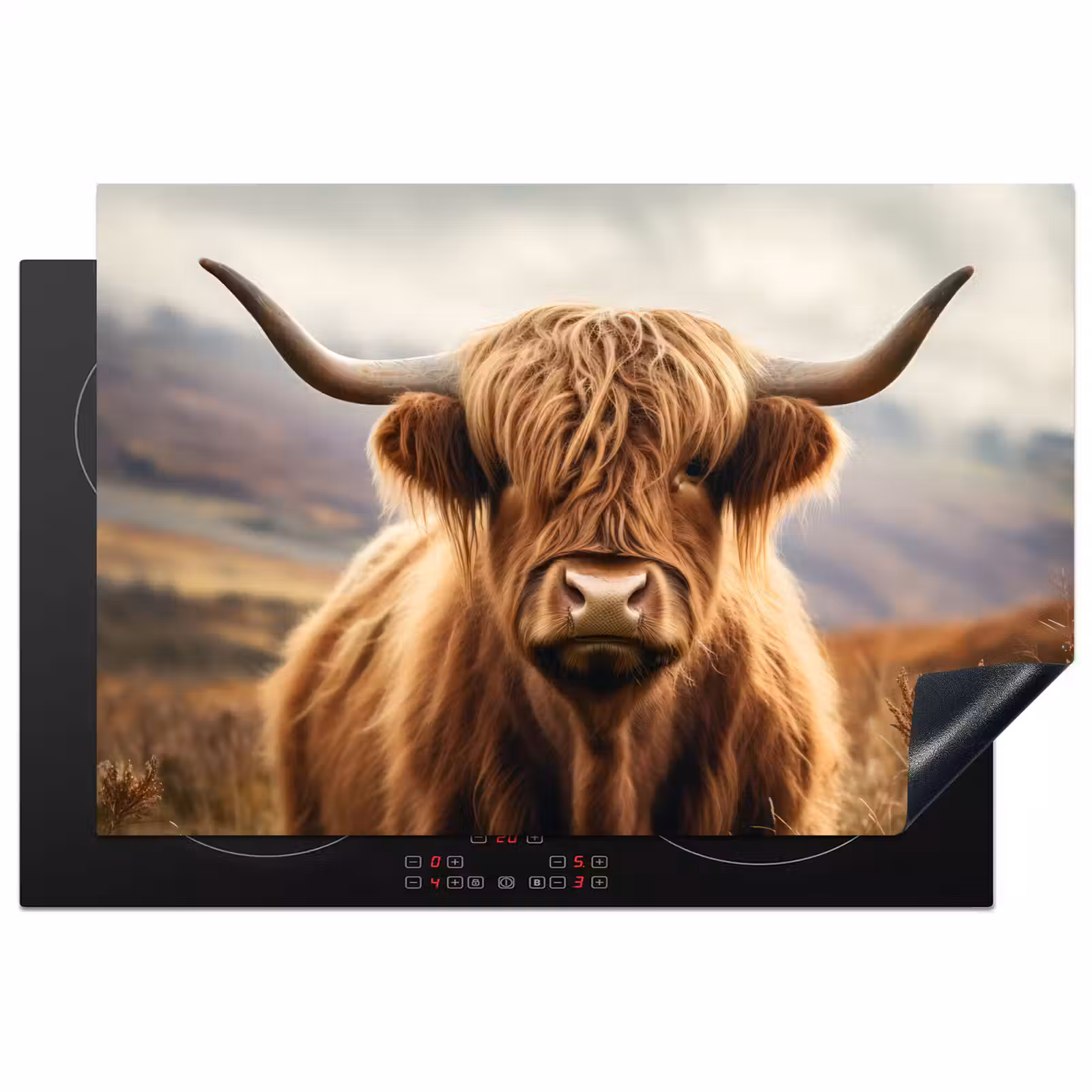 Induction Hob Cover - Scottish highlander - Landscape - Animal — 1