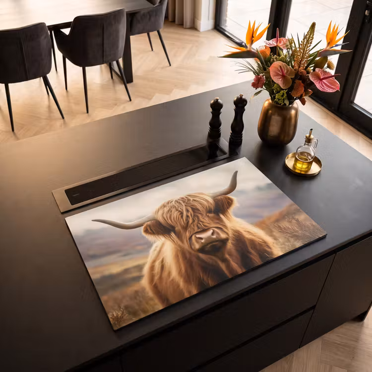 Induction Hob Cover - Scottish highlander - Landscape - Animal — 2