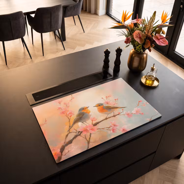 Induction Hob Cover - Robins - Ornamental - Blossom Branch — 2