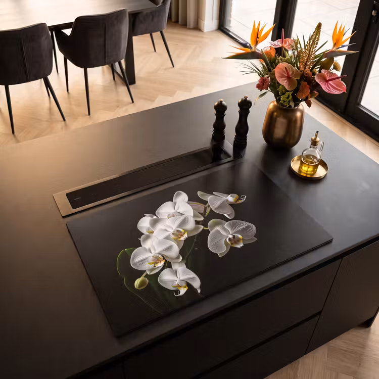 Induction Hob Cover - Dewdrops on White Orchids — 2