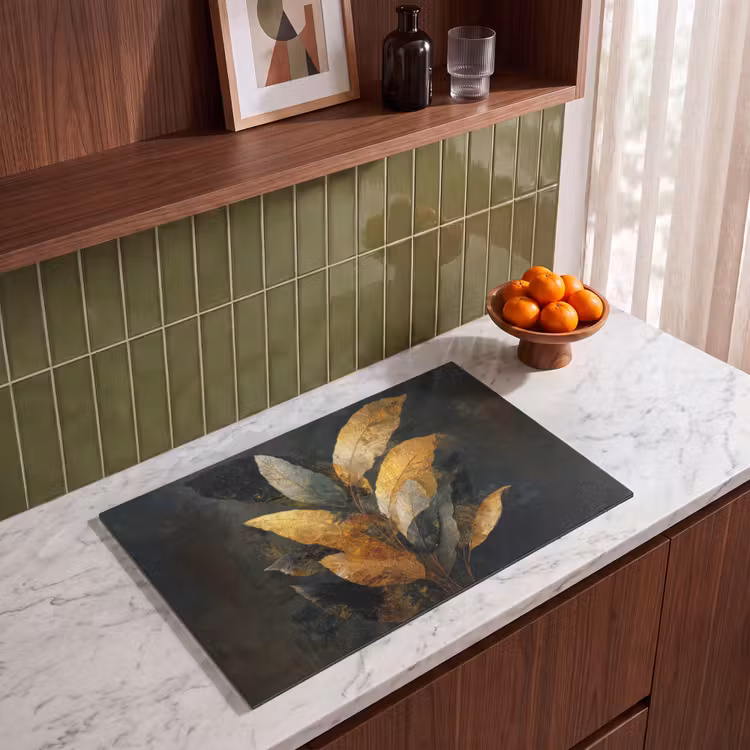 Induction Hob Cover - Golden Leaf Composition - Botanical Luxury — 3