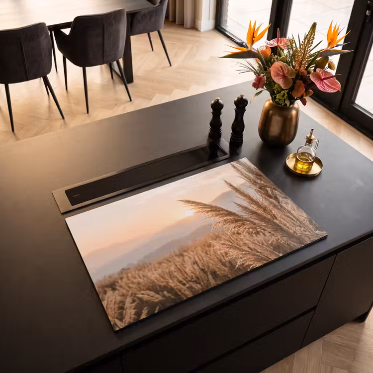 Induction Hob Cover - Grass - Field - Sunset - Nature - Golden — 2