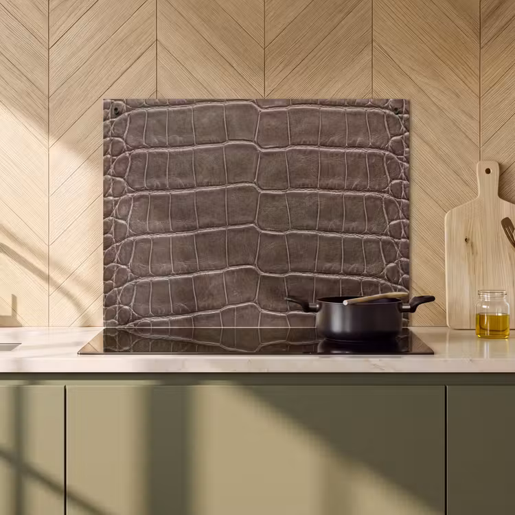 Induction Hob Cover & Splashback (2-in-1) - Leather - Crocodile - Matte — 2