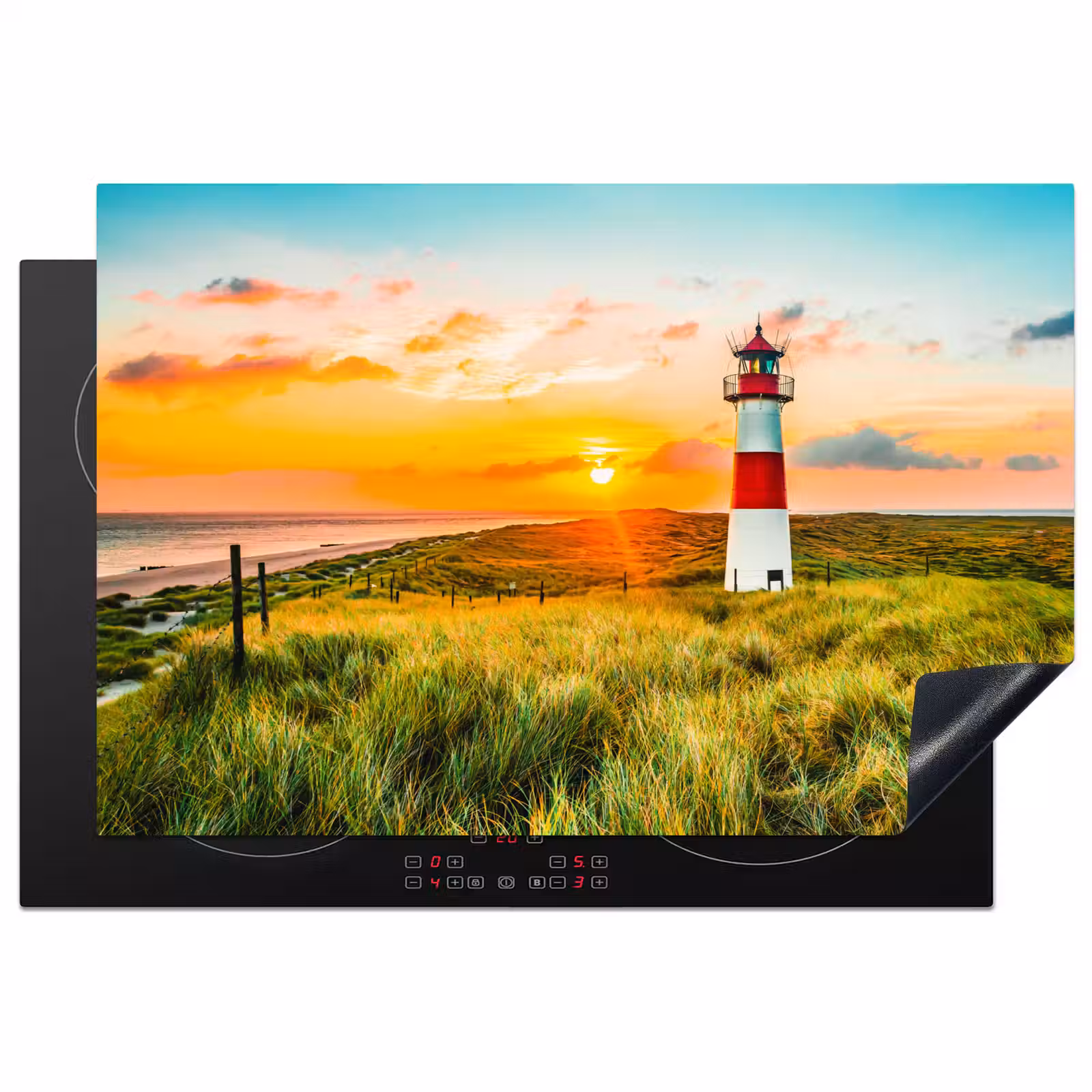 Induction Hob Cover - Lighthouse - Nature - Sun - Landscape - Grass - Beach - Sea — 1
