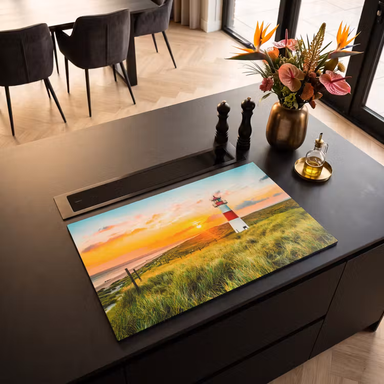 Induction Hob Cover - Lighthouse - Nature - Sun - Landscape - Grass - Beach - Sea — 2