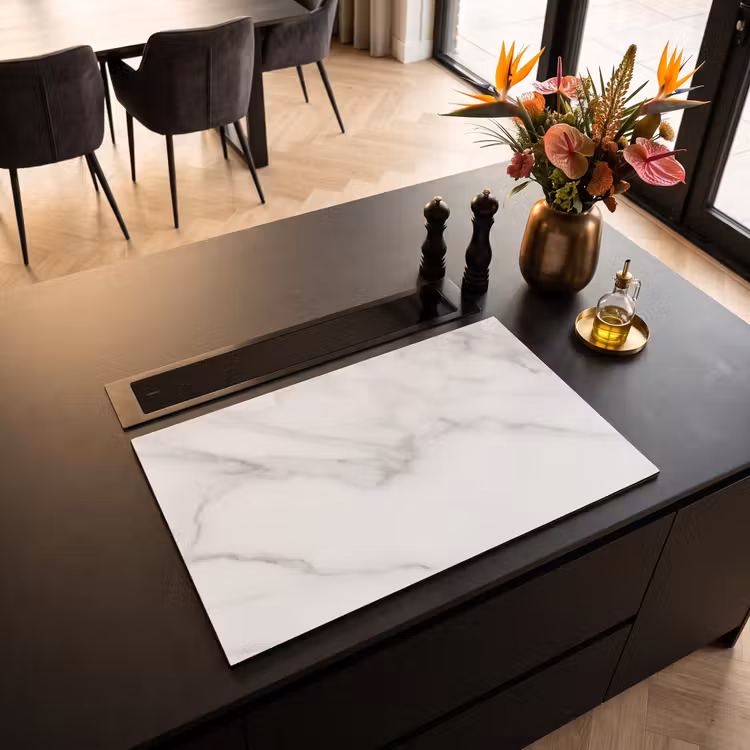Induction Hob Cover - White Marble Zen — 2