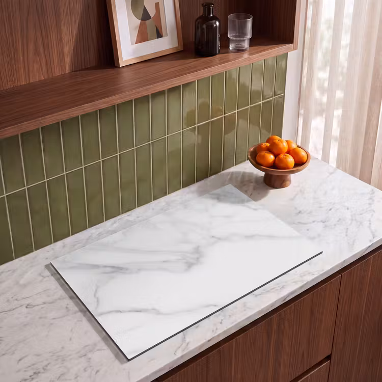 Induction Hob Cover - White Marble Zen — 3
