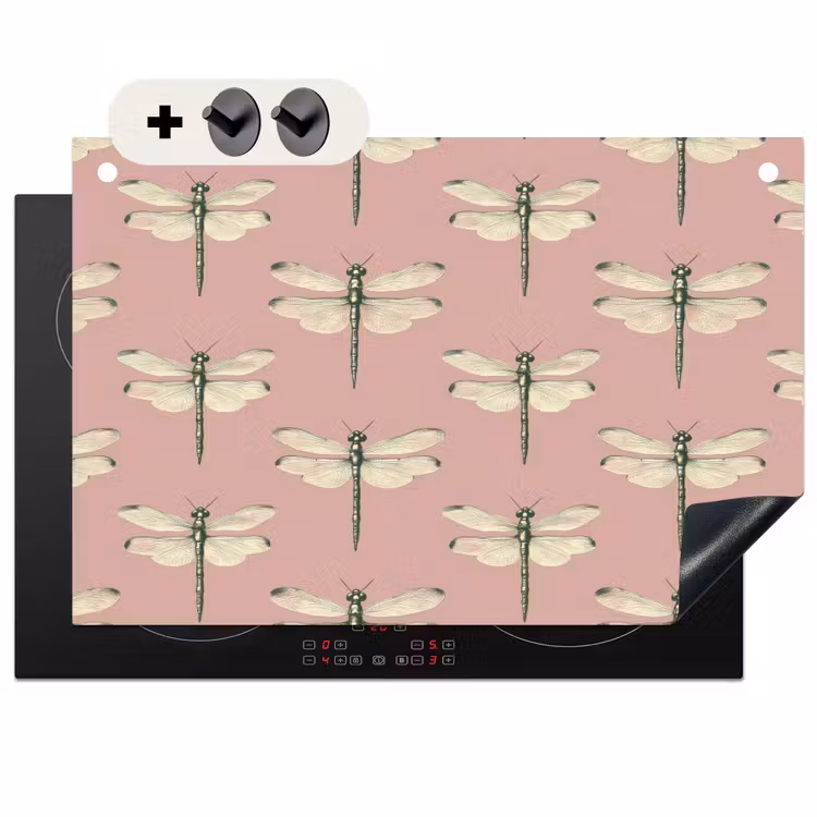 Induction Hob Cover & Splashback (2-in-1) - Lillibells - Pattern - Pink — 1
