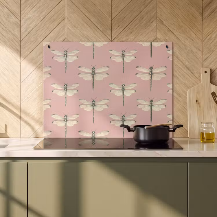 Induction Hob Cover & Splashback (2-in-1) - Lillibells - Pattern - Pink — 2