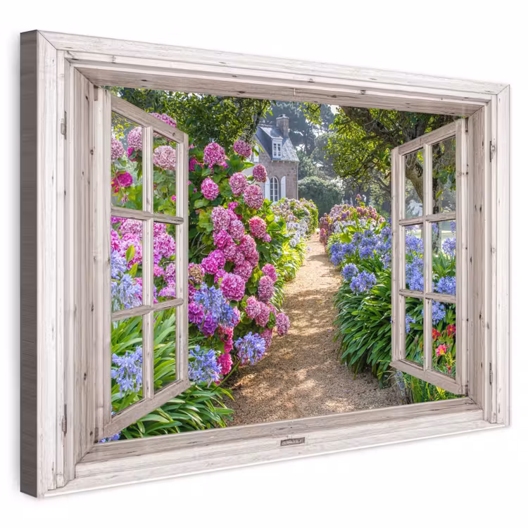 Outdoor Canvas Print - Hydrangea - See-through - Flowers - Summer - Purple - Path — 1