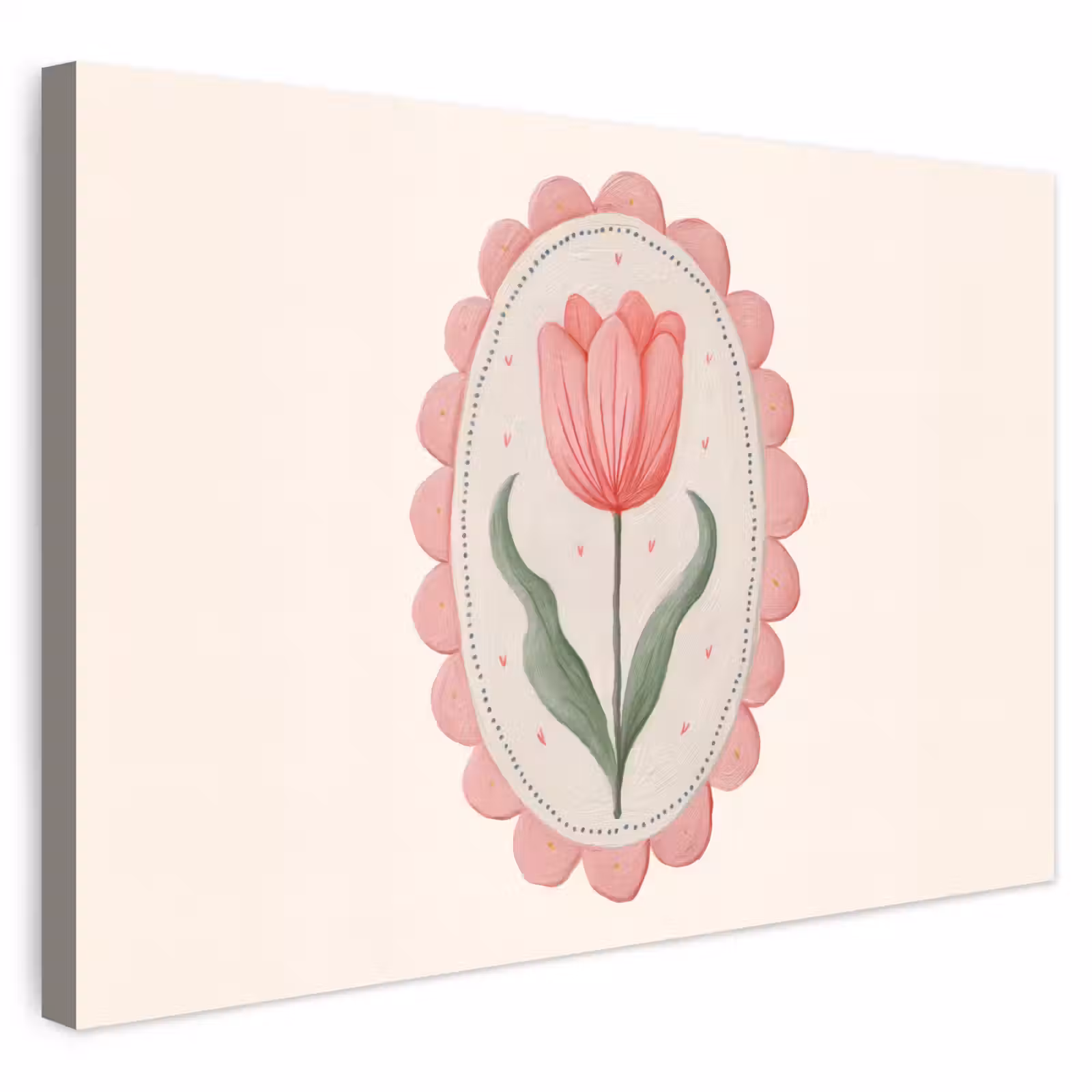 Outdoor Canvas Print - Tulip - Frame - Oval - Illustration — 1