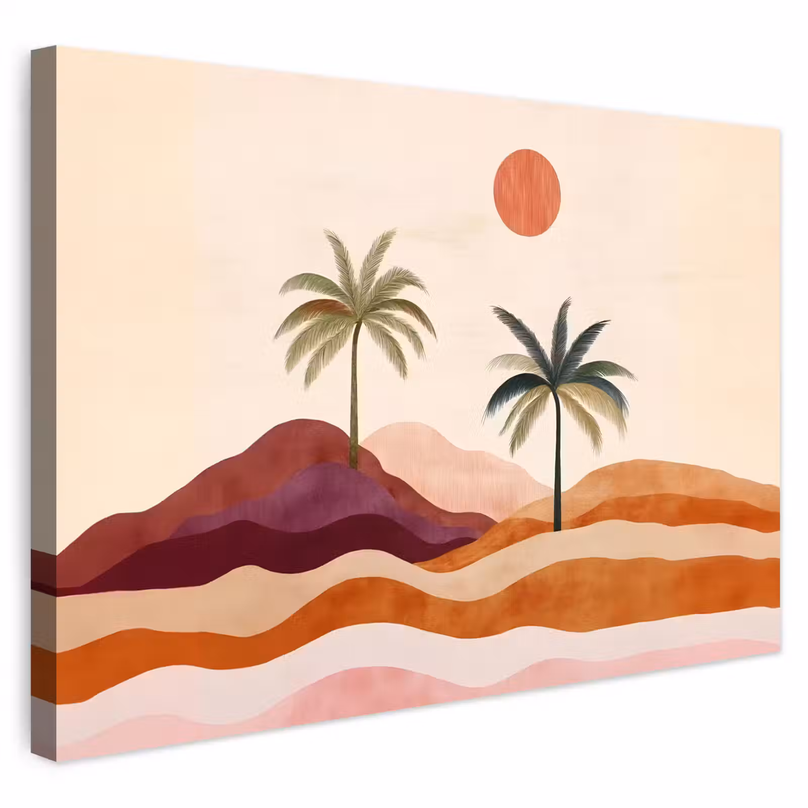 Outdoor Canvas Print - Palm trees - Abstract - Sun - Hills — 1