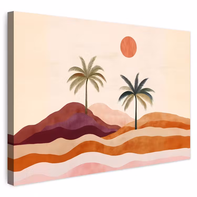 Outdoor Canvas Print - Palm trees - Abstract - Sun - Hills — 1