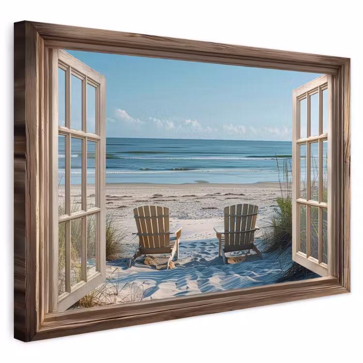 Outdoor Canvas Print - See-through - Beach chairs - Dunes - Sea - Nature — 1