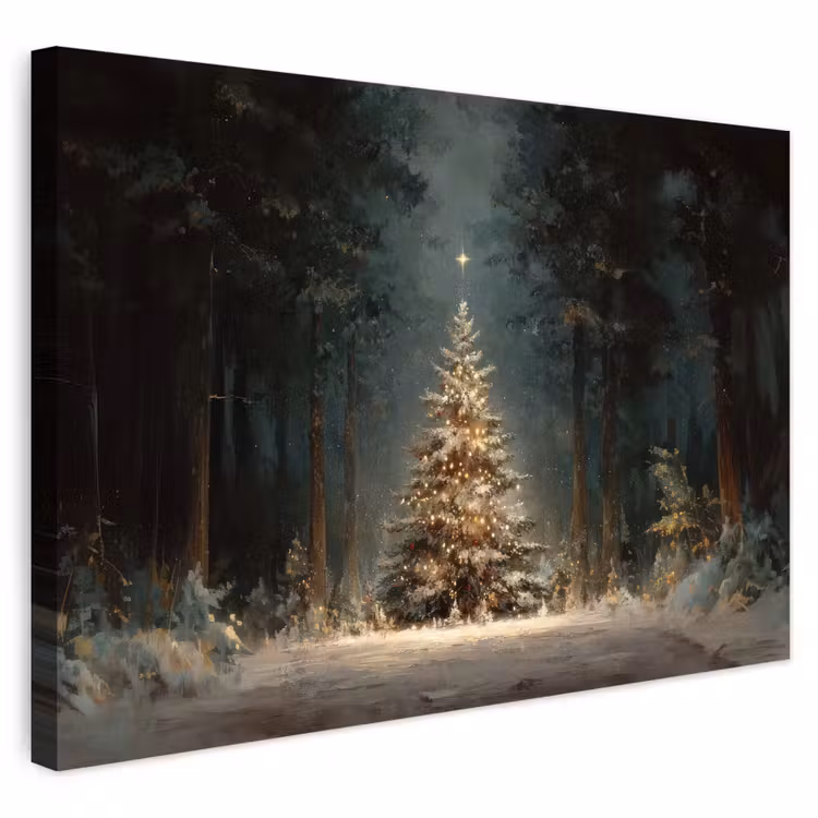 Outdoor Canvas Print - Christmas tree - Forest - Snow - multicolored — 1