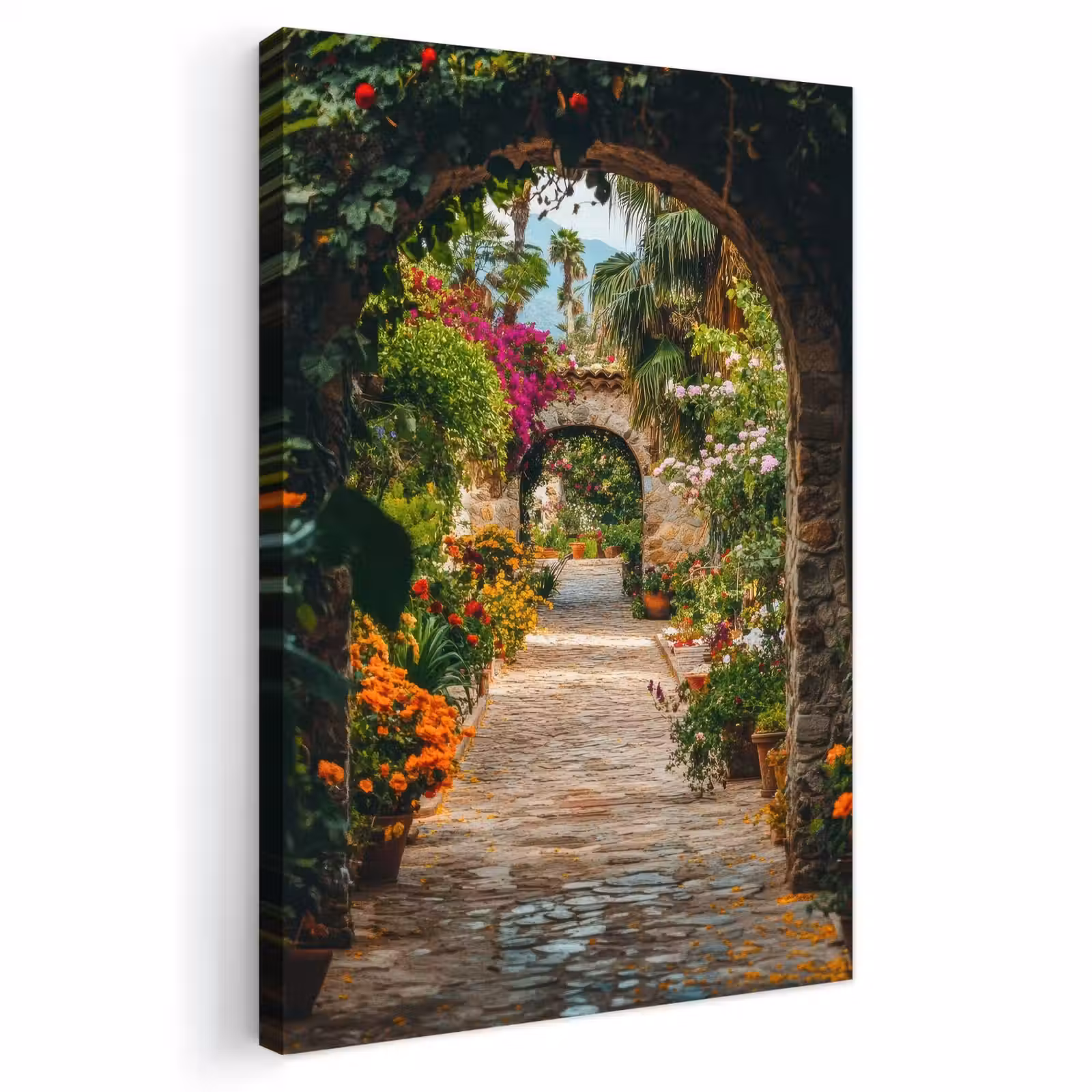 Outdoor Canvas Print - See-through - Flowers - Gate - Stones — 1