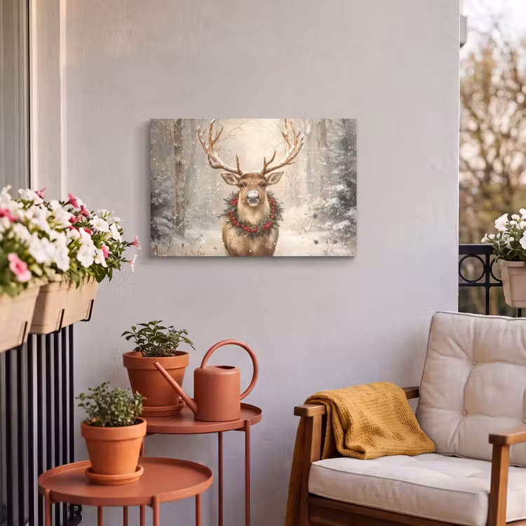 Outdoor Canvas Print - Christmas - Reindeer - Winter - Wreath — 3