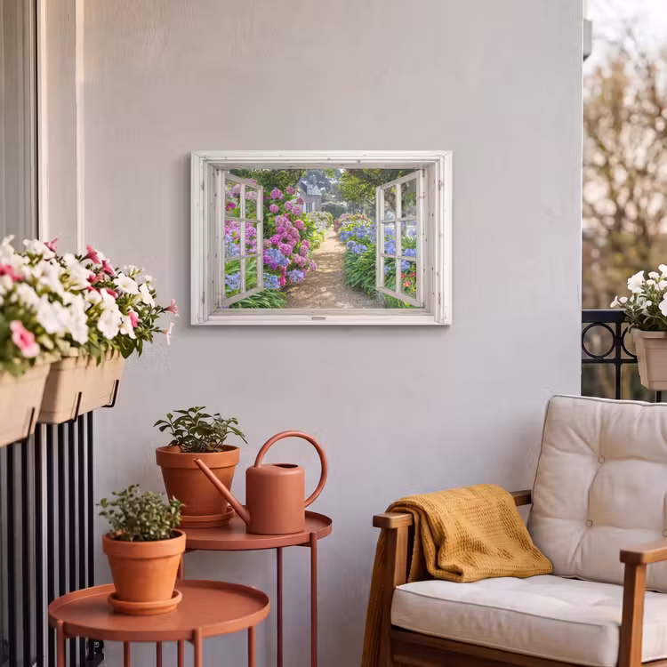 Outdoor Canvas Print - Hydrangea - See-through - Flowers - Summer - Purple - Path — 3