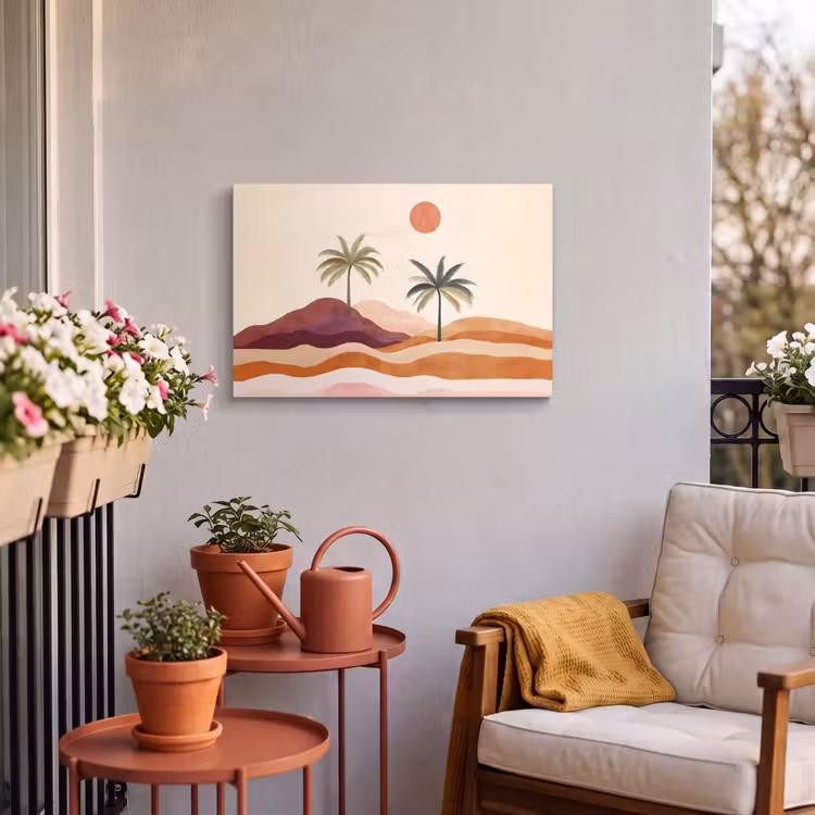Outdoor Canvas Print - Palm trees - Abstract - Sun - Hills — 3