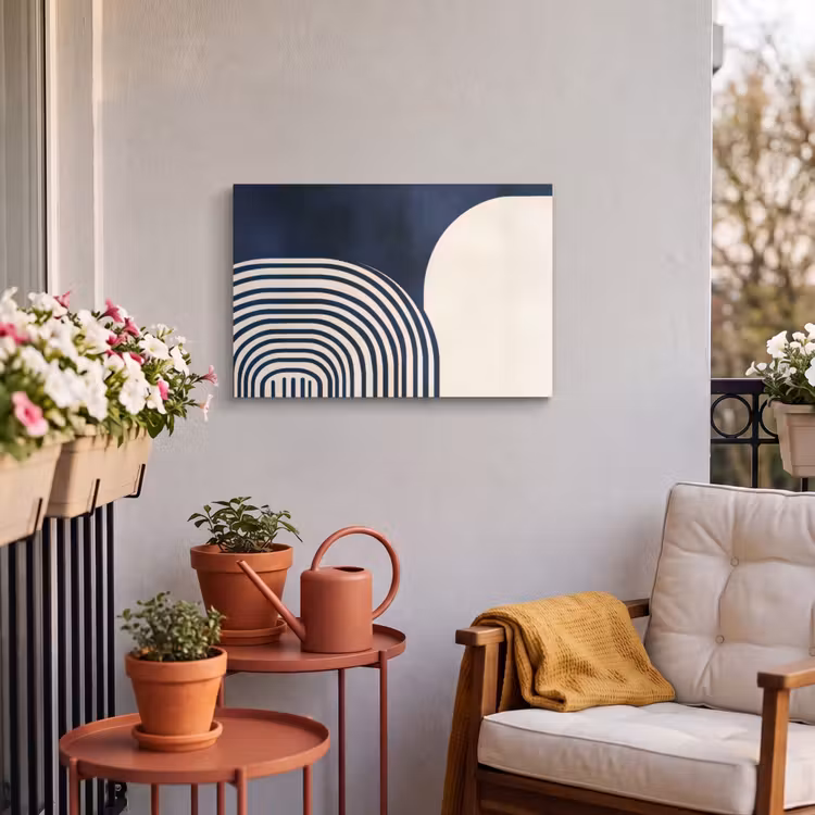Outdoor Canvas Print - Dark blue - Abstract - Lines — 3
