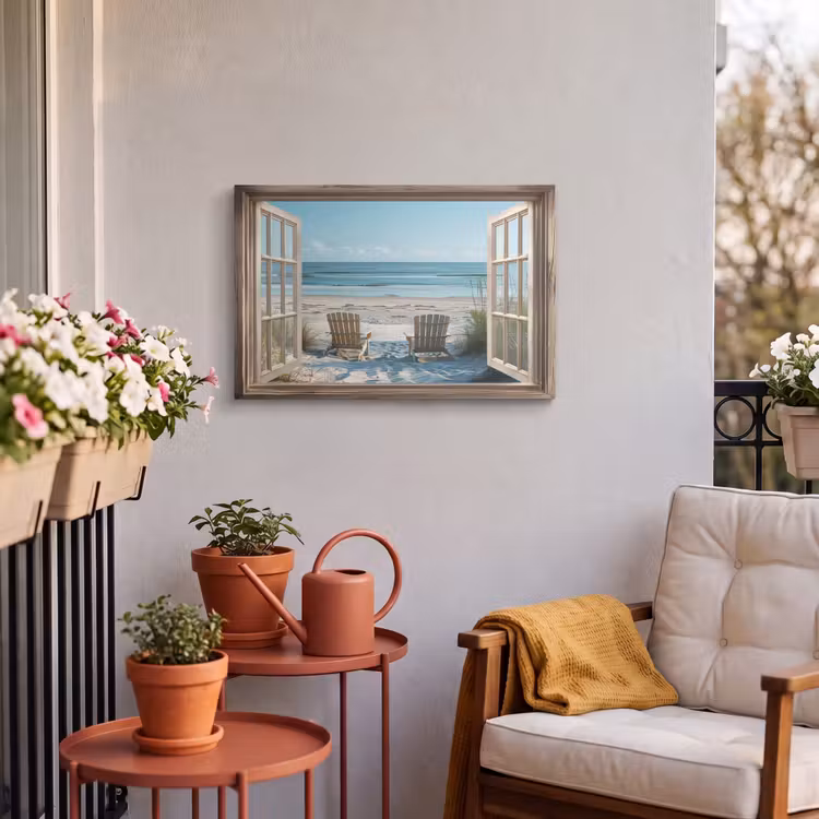 Outdoor Canvas Print - See-through - Beach chairs - Dunes - Sea - Nature — 3